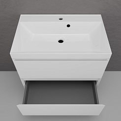 Style Line Тумба с раковиной Манхэттен 70 Plus подвесная эмаль белая матовая – фотография-5